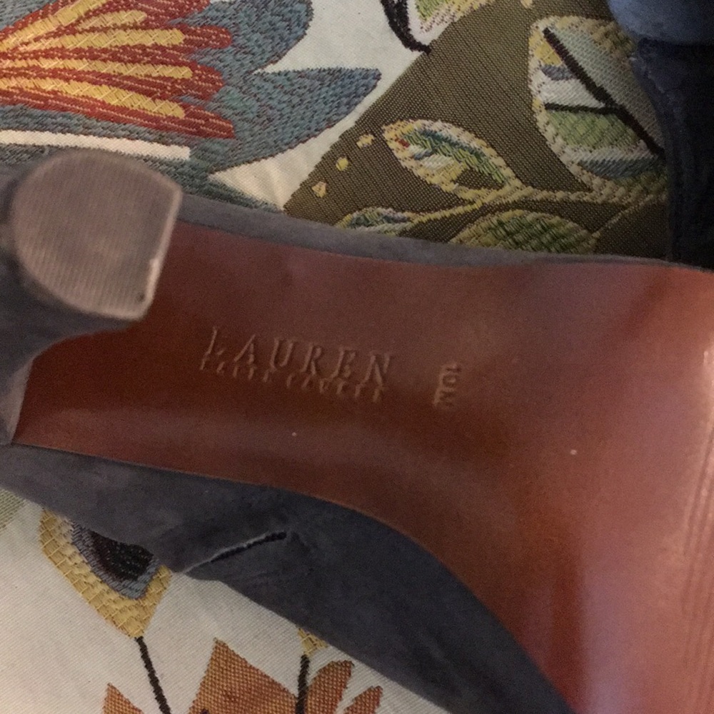 New Lauren Ralph Lauren Grey Suede Heeled Boots 10 - Picture 5 of 8